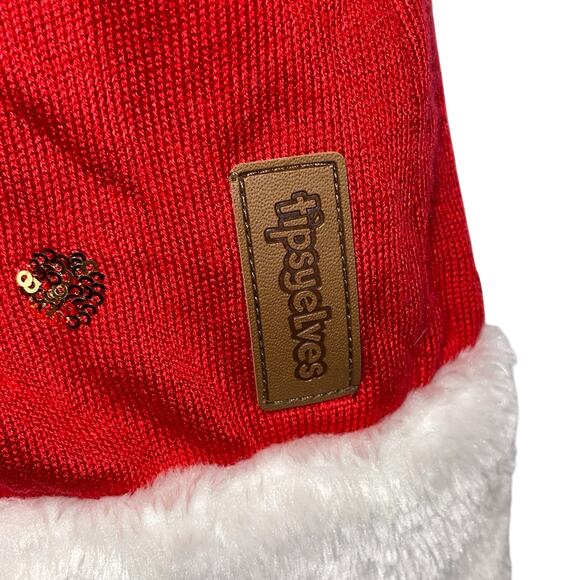 Tipsy Elves Mrs Claus Fur and Sequin Trim Ugly Christmas Cardigan Sweater Size M - Picture 3 of 6